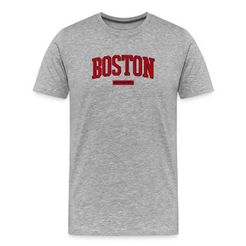 Boston Retro Logo Massachusetts - Men's Premium Organic T-Shirt - heather grey - Front - Damien (186cm)
