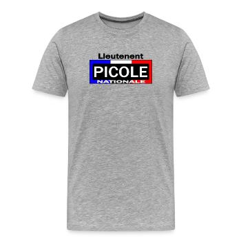 Picole Nationale Lieutenant - T-shirt bio Premium Homme - gris chiné - Devant - Damien (186cm)