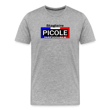 Picole Nationale Stagiaire - T-shirt bio Premium Homme - gris chiné - Devant - Damien (186cm)