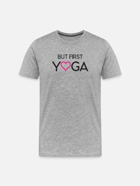 Aber zuerst Yoga - Männer Premium Bio T-Shirt - Grau meliert