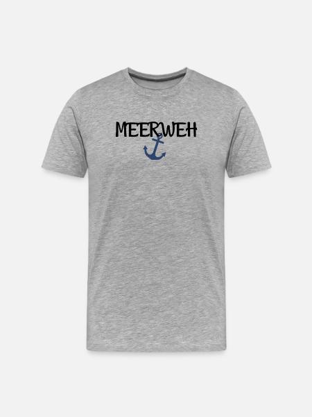 Meerweh Anker Meer - Männer Premium Bio T-Shirt - Grau meliert