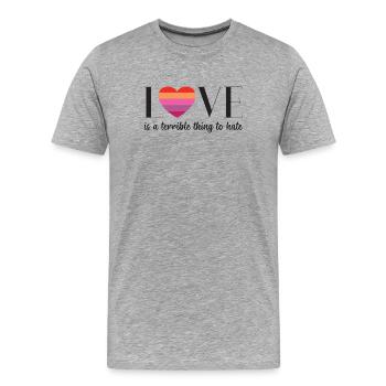 LGBT PrideMonth - Love is a terrible thing to hate - Men's Premium Organic T-Shirt - heather grey - Front - Damien (186cm)