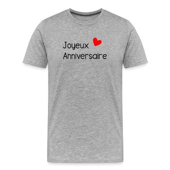 HAPPY BIRTHDAY. HAPPY BIRTHDAY. ANNIVERSARY. - Men's Premium Organic T-Shirt - heather grey - Front - Damien (186cm)
