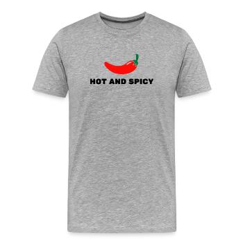 Scharf und würzig - Männer Premium Bio T-Shirt - Grau meliert - Vorne - Damien (186cm)