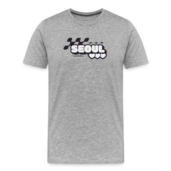 Seoul Rétro Cœurs - T-shirt bio Premium Homme - gris chiné - Devant - Damien (186cm)