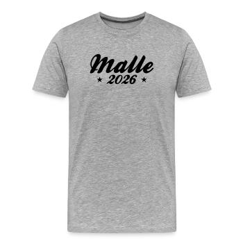 Malle 2026 - Men's Premium Organic T-Shirt - heather grey - Front - Damien (186cm)