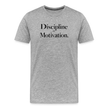 Discipline Motivation Typography - Men's Premium Organic T-Shirt - heather grey - Front - Damien (186cm)