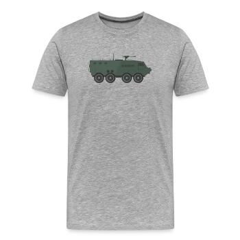 Char militaire - T-shirt bio Premium Homme - gris chiné - Devant - Damien (186cm)