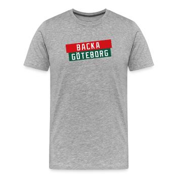 Backa Göteborg Diagonaltext - T-shirt bio Premium Homme - gris chiné - Devant - Damien (186cm)