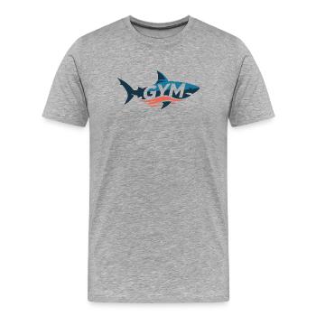 Aqua Shark Gym Emblem - Men's Premium Organic T-Shirt - heather grey - Front - Damien (186cm)