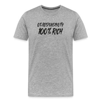 0 % Responsabilité 100 % Richesse - T-shirt bio Premium Homme - gris chiné - Devant - Damien (186cm)