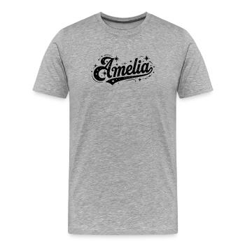 Nom d’Amelia : premier nom famille - T-shirt bio Premium Homme - gris chiné - Devant - Damien (186cm)