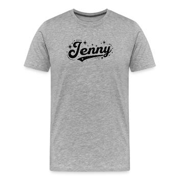 Nom de Jenny : premier nom de famille - T-shirt bio Premium Homme - gris chiné - Devant - Damien (186cm)