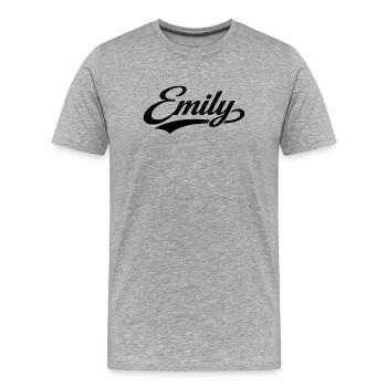 Emily Name zuerst letzte Familiengeschenke - Männer Premium Bio T-Shirt - Grau meliert - Vorne - Damien (186cm)