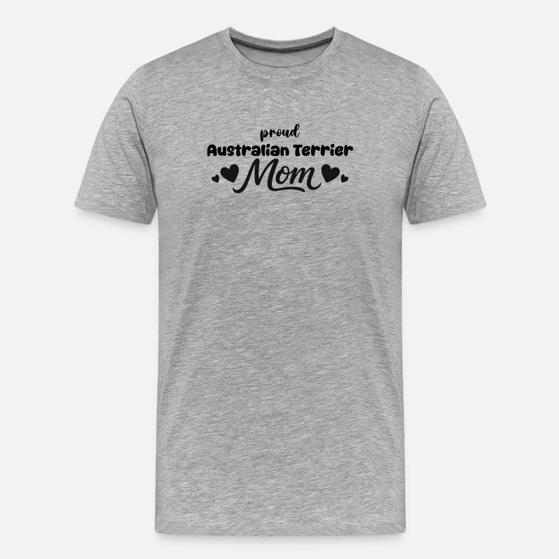  Stolze Aussie Terrier Mutter, Australischer - Männer Premium Bio T-Shirt - Grau meliert