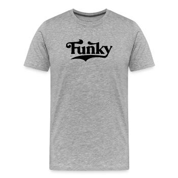 Musique funky Conception typographique audacieuse - T-shirt bio Premium Homme - gris chiné - Devant - Damien (186cm)
