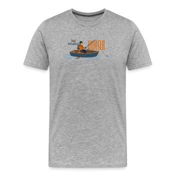 La pêche : Le chasseur détendu - T-shirt bio Premium Homme - gris chiné - Devant - Damien (186cm)