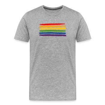 Rayures arc-en-ciel LGBTQIA+- - T-shirt bio Premium Homme - gris chiné - Devant - Damien (186cm)