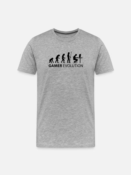 l'évolution de gamer - T-shirt bio Premium Homme - gris chiné
