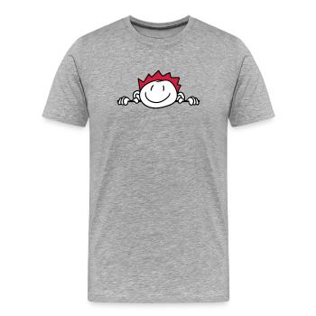 verstecken wand mauer gesicht kopf kind gemalt kri - Männer Premium Bio T-Shirt - Grau meliert - Vorne - Damien (186cm)