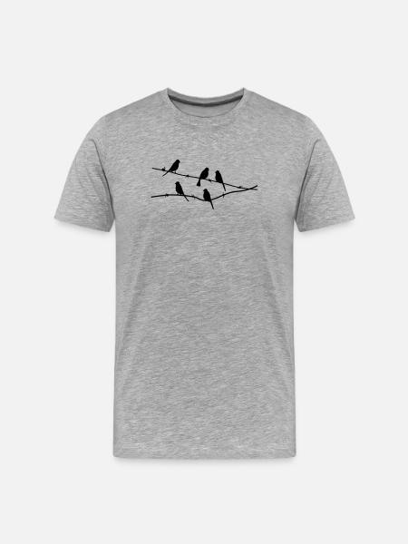 oiseaux - T-shirt bio Premium Homme - gris chiné