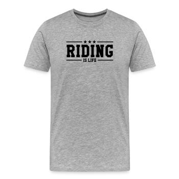 Riding is life - T-shirt bio Premium Homme - gris chiné - Devant - Damien (186cm)