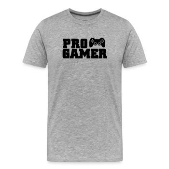 pro gamer - T-shirt bio Premium Homme - gris chiné - Devant - Damien (186cm)