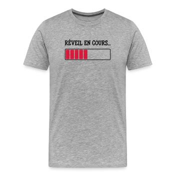 Réveil en cours... - T-shirt bio Premium Homme - gris chiné - Devant - Damien (186cm)