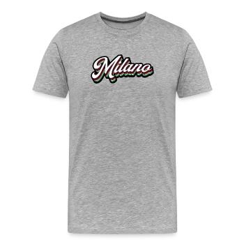 Milano Neon Schriftzug - Männer Premium Bio T-Shirt - Grau meliert - Vorne - Damien (186cm)