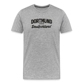 Dortmund Deutschland Vintage Schriftzug - Männer Premium Bio T-Shirt - Grau meliert - Vorne - Damien (186cm)