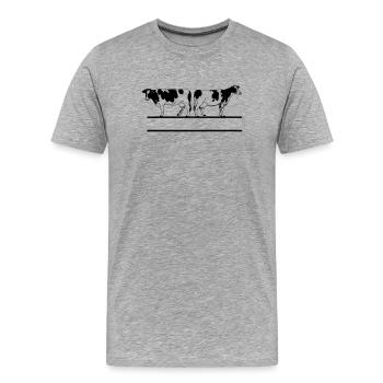 Monogramme de vache transparent - T-shirt bio Premium Homme - gris chiné - Devant - Damien (186cm)