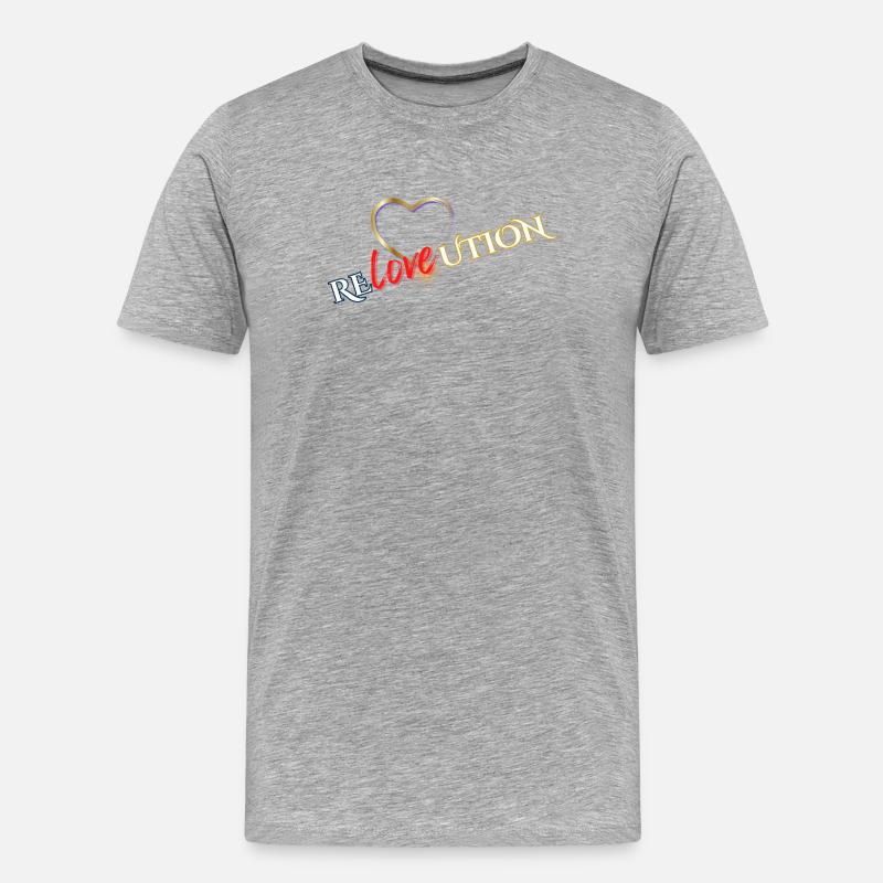 Liebevolution Herzrose Typo - Männer Premium Bio T-Shirt - Grau meliert