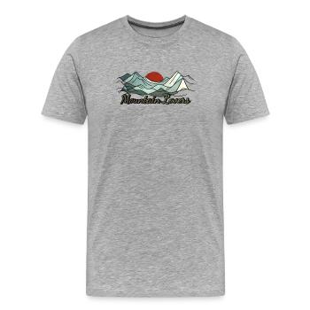 Coucher de soleil sur les amoureux de la montagne - T-shirt bio Premium Homme - gris chiné - Devant - Damien (186cm)