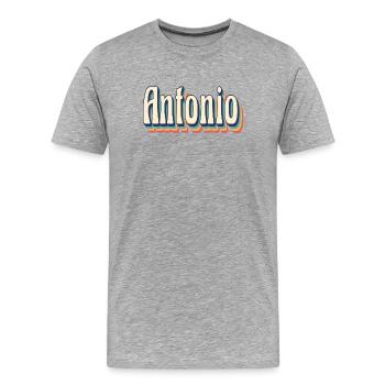 Antonio t-shirt rétro vintage t-shirt cadeau - T-shirt bio Premium Homme - gris chiné - Devant - Damien (186cm)