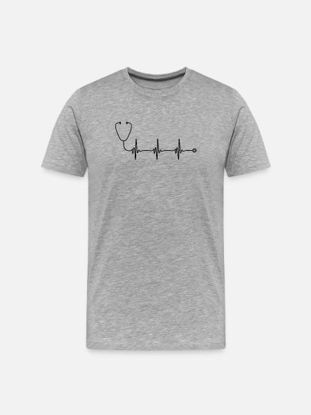 Geometric Mountain Landscape Illustration - Men's Premium Organic T-Shirt - heather grey