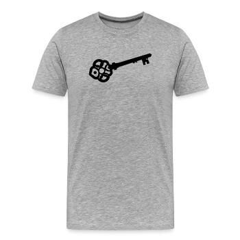 Verzierte Skelettschlüssel-Silhouette - Männer Premium Bio T-Shirt - Grau meliert - Vorne - Damien (186cm)