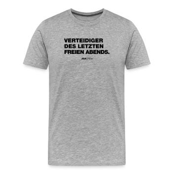 Verteidiger (JGA - Jungesellenabschied) - Männer Premium Bio T-Shirt - Grau meliert - Vorne - Damien (186cm)