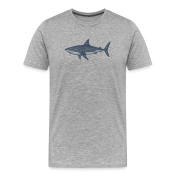 Illustration de requin des profondeurs - T-shirt bio Premium Homme - gris chiné - Devant - Damien (186cm)