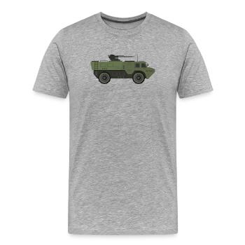Char militaire - T-shirt bio Premium Homme - gris chiné - Devant - Damien (186cm)
