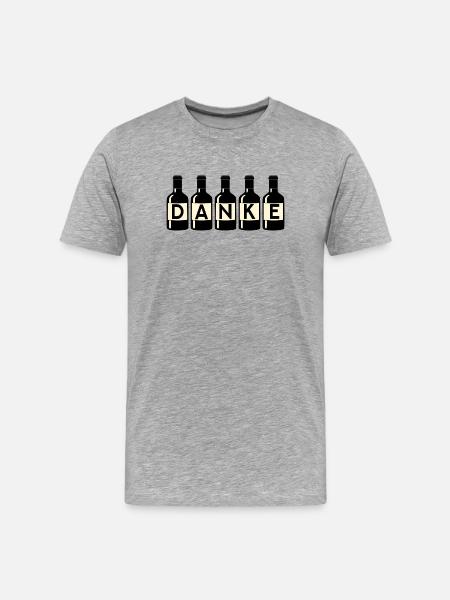Dankeschön Danke Weinflaschen - Männer Premium Bio T-Shirt - Grau meliert