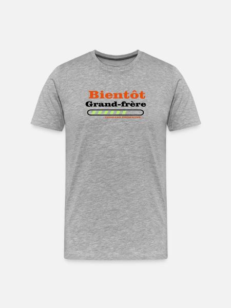 Bald ein großer Bruder - Männer Premium Bio T-Shirt - Grau meliert