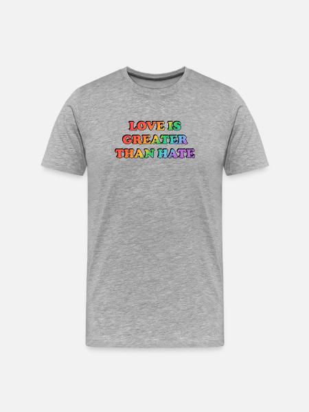 Love Is Greater Than Hate Rainbow - Men's Premium Organic T-Shirt - heather grey