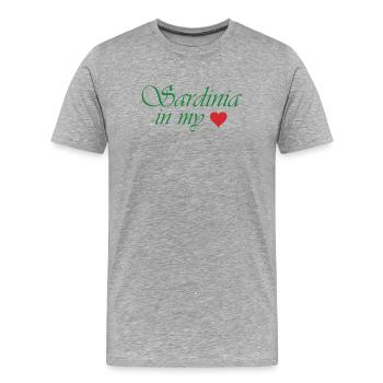 La Sardaigne dans mon cœur - T-shirt bio Premium Homme - gris chiné - Devant - Damien (186cm)