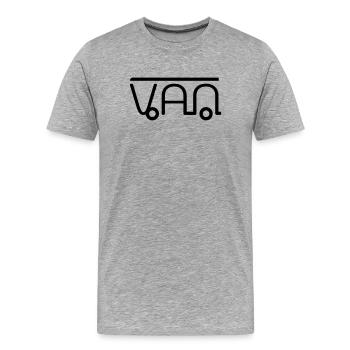 Van Camper Illustration aus Buchstaben - Männer Premium Bio T-Shirt - Grau meliert - Vorne - Damien (186cm)