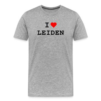 Ich liebe Leiden - I love Leiden - Männer Premium Bio T-Shirt - Grau meliert - Vorne - Damien (186cm)