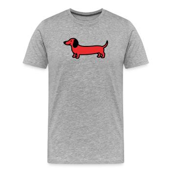Hunting Dog Dachshund Profile Vector - Men's Premium Organic T-Shirt - heather grey - Front - Damien (186cm)