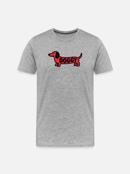 Dachshund Dog Doggy Saying Red - Men's Premium Organic T-Shirt - heather grey