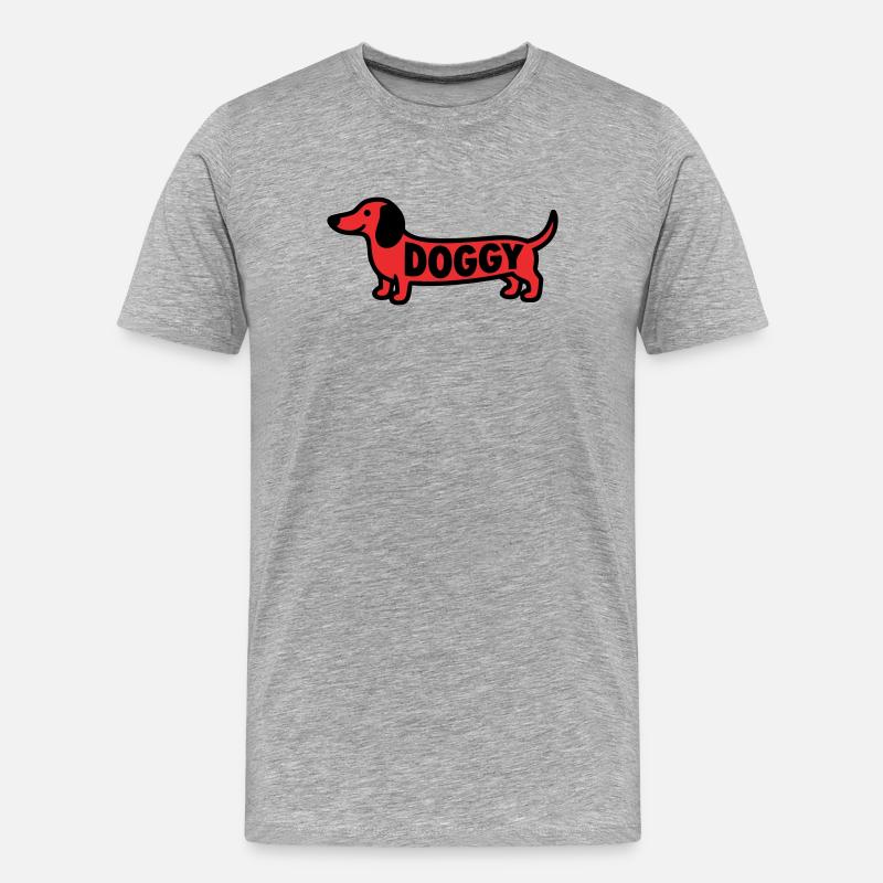 Dackel Hund Doggy Spruch Rot - Männer Premium Bio T-Shirt - Grau meliert