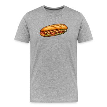 Frisch belegtes Baguette-Sandwich - Männer Premium Bio T-Shirt - Grau meliert - Vorne - Damien (186cm)