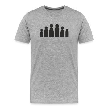 Minimalistische Familie - Silhouette Eltern Kinder - Männer Premium Bio T-Shirt - Grau meliert - Vorne - Damien (186cm)